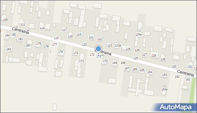 Osiny, Centralna, 171, mapa Osiny