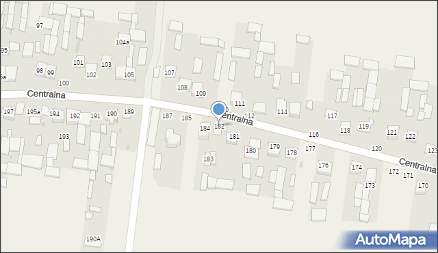 Osiny, Centralna, 182, mapa Osiny