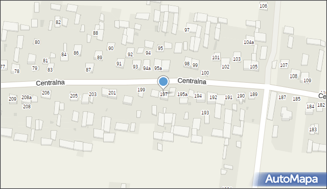 Osiny, Centralna, 197, mapa Osiny