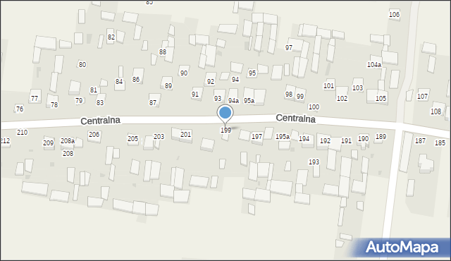 Osiny, Centralna, 199, mapa Osiny