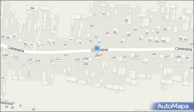 Osiny, Centralna, 206, mapa Osiny