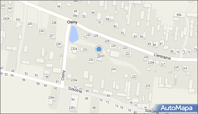 Osiny, Centralna, 227, mapa Osiny