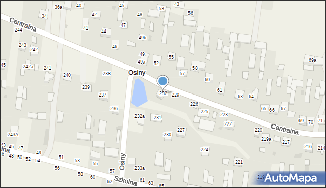 Osiny, Centralna, 232, mapa Osiny