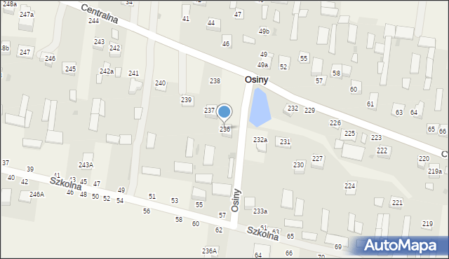 Osiny, Centralna, 236, mapa Osiny