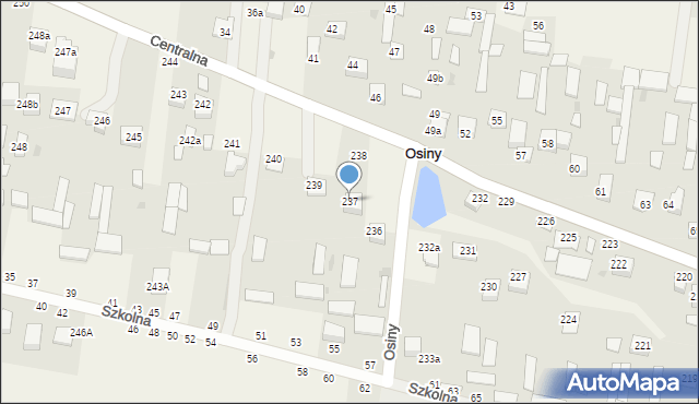 Osiny, Centralna, 237, mapa Osiny