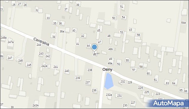 Osiny, Centralna, 46, mapa Osiny