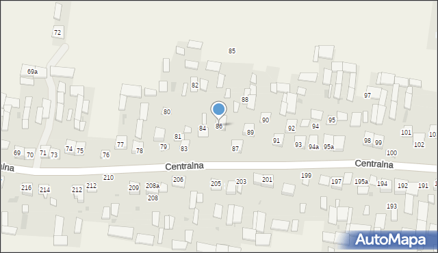 Osiny, Centralna, 86, mapa Osiny