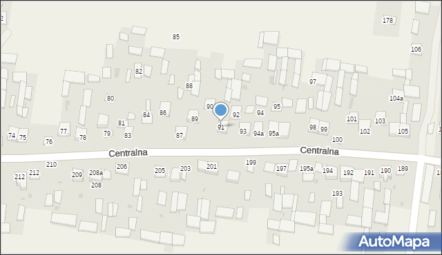 Osiny, Centralna, 91, mapa Osiny