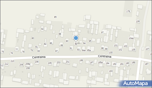 Osiny, Centralna, 92, mapa Osiny
