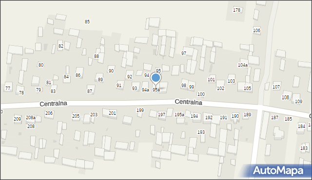 Osiny, Centralna, 95a, mapa Osiny