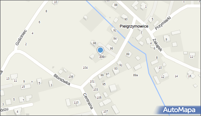 Pielgrzymowice, Centralna, 102, mapa Pielgrzymowice
