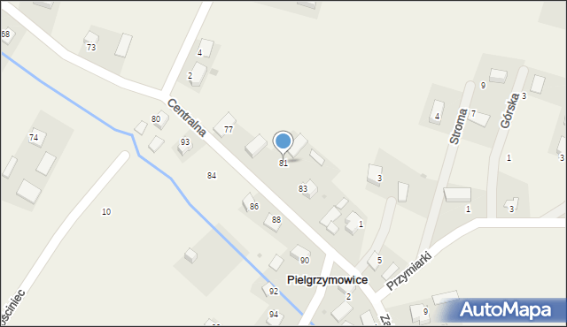 Pielgrzymowice, Centralna, 81, mapa Pielgrzymowice