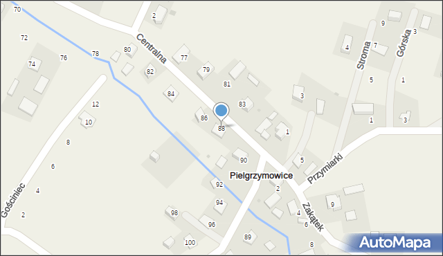 Pielgrzymowice, Centralna, 88, mapa Pielgrzymowice