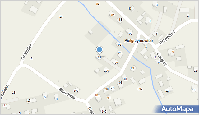 Pielgrzymowice, Centralna, 98, mapa Pielgrzymowice