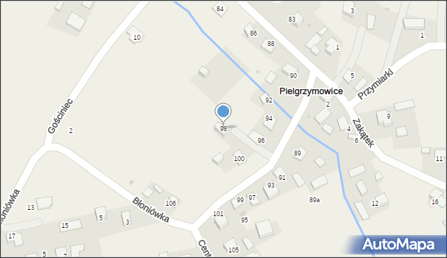 Pielgrzymowice, Centralna, 98, mapa Pielgrzymowice