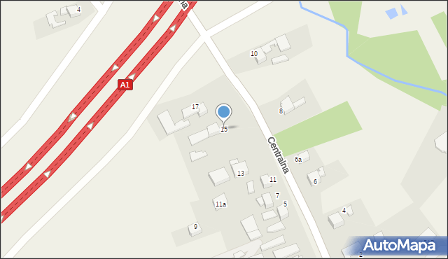 Połomia, Centralna, 15, mapa Połomia