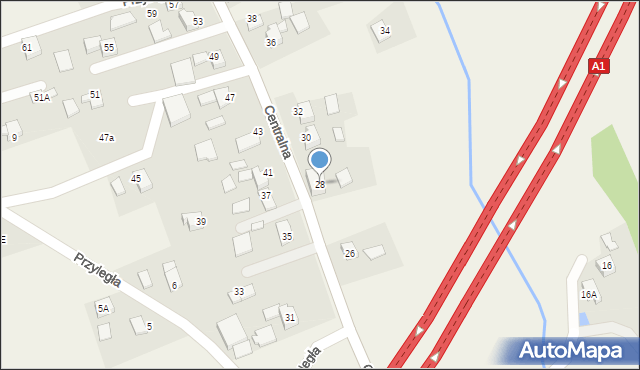 Połomia, Centralna, 28, mapa Połomia