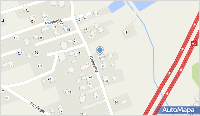 Połomia, Centralna, 32, mapa Połomia