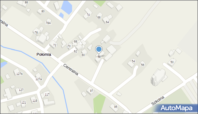 Połomia, Centralna, 58, mapa Połomia