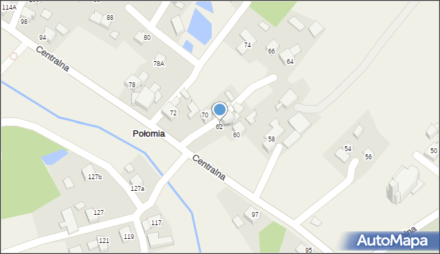 Połomia, Centralna, 62, mapa Połomia