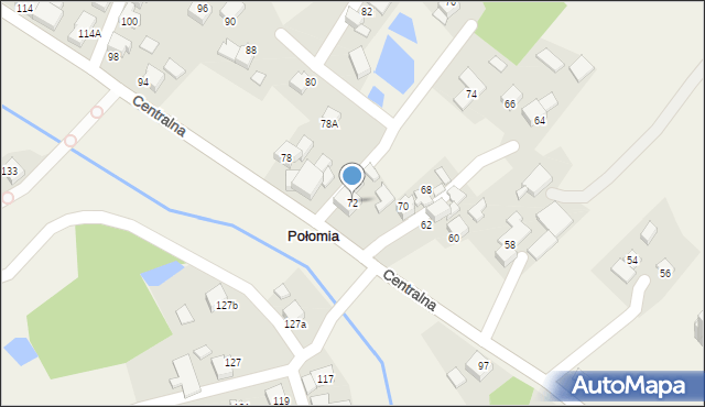 Połomia, Centralna, 72, mapa Połomia