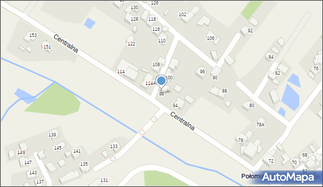 Połomia, Centralna, 98, mapa Połomia