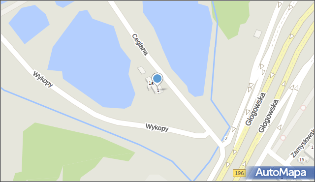 Poznań, Ceglana, 1, mapa Poznania