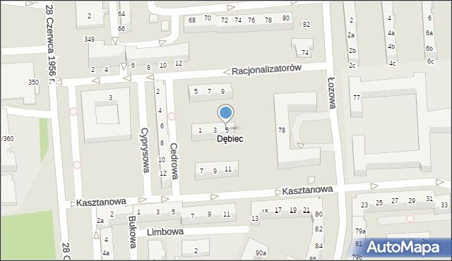 Poznań, Cedrowa, 5, mapa Poznania