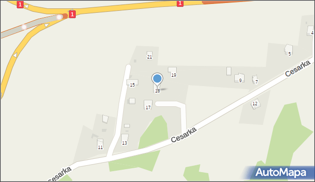 Przybędza, Cesarka, 18, mapa Przybędza