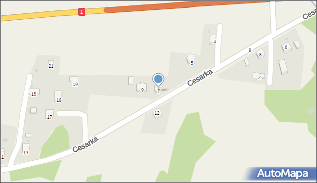 Przybędza, Cesarka, 7, mapa Przybędza