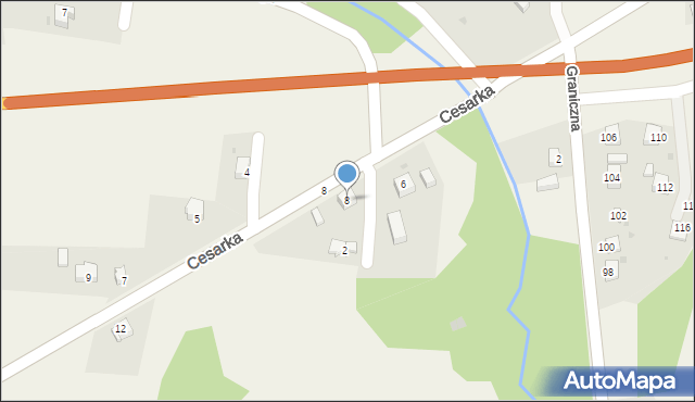 Przybędza, Cesarka, 8, mapa Przybędza