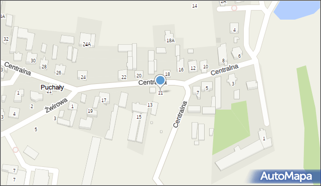 Puchały, Centralna, 11, mapa Puchały