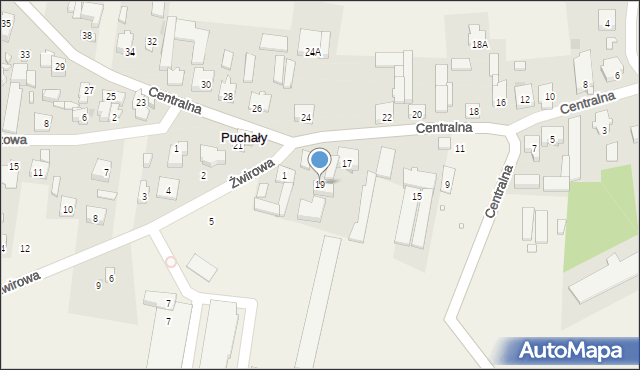 Puchały, Centralna, 19, mapa Puchały