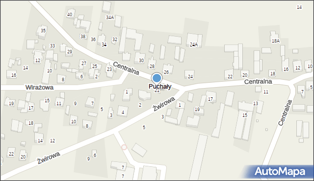 Puchały, Centralna, 21, mapa Puchały
