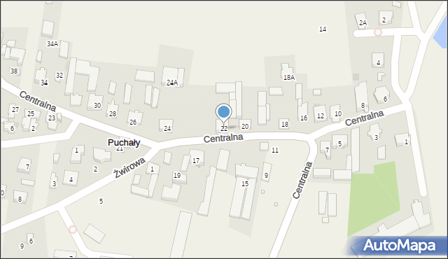 Puchały, Centralna, 22, mapa Puchały