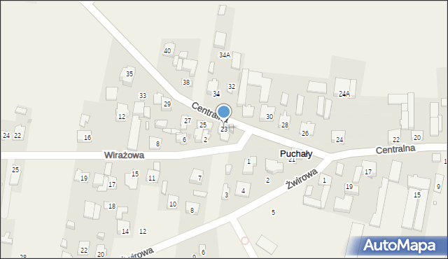 Puchały, Centralna, 23, mapa Puchały