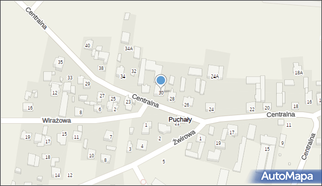 Puchały, Centralna, 30, mapa Puchały