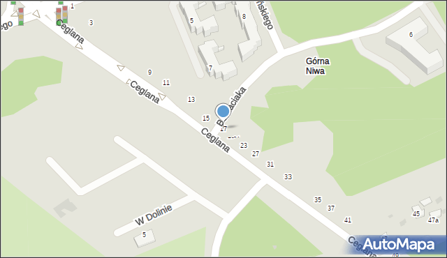 Puławy, Ceglana, 17, mapa Puław