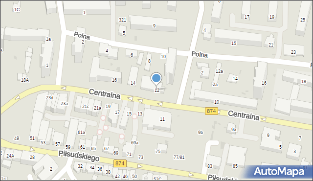 Puławy, Centralna, 12, mapa Puław