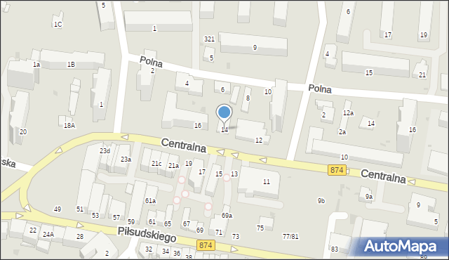 Puławy, Centralna, 14, mapa Puław
