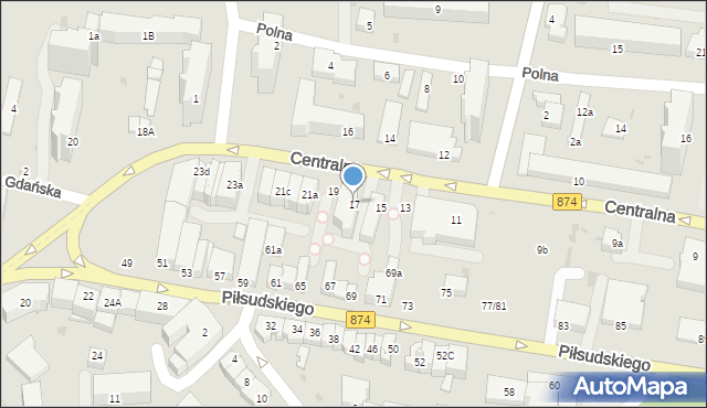 Puławy, Centralna, 17, mapa Puław