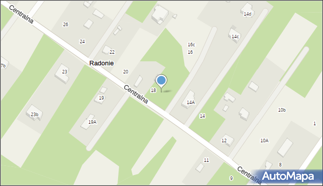 Radonie, Centralna, 18a, mapa Radonie