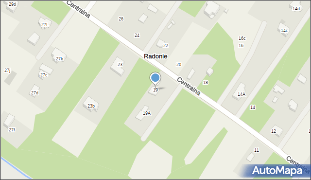 Radonie, Centralna, 19, mapa Radonie