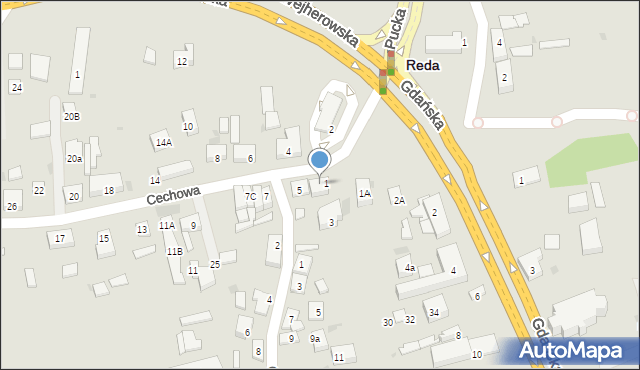 Reda, Cechowa, 3a, mapa Reda