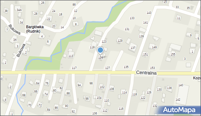 Rudnik, Centralna, 125, mapa Rudnik