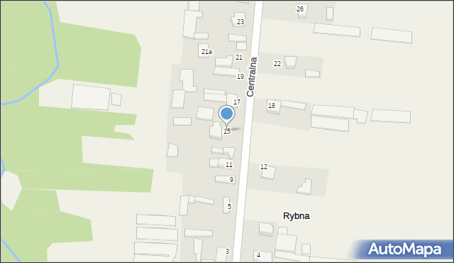 Rybna, Centralna, 15, mapa Rybna