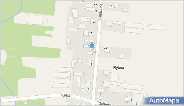 Rybna, Centralna, 9, mapa Rybna