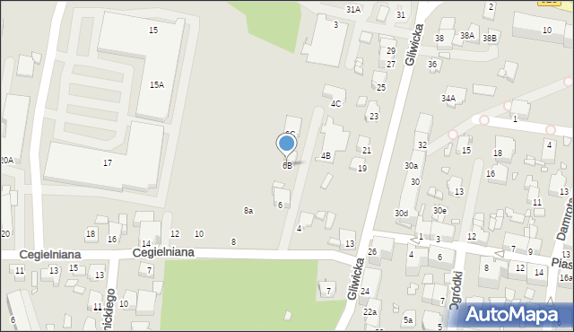 Rybnik, Cegielniana, 6B, mapa Rybnika