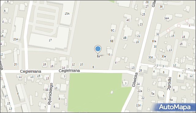 Rybnik, Cegielniana, 8a, mapa Rybnika