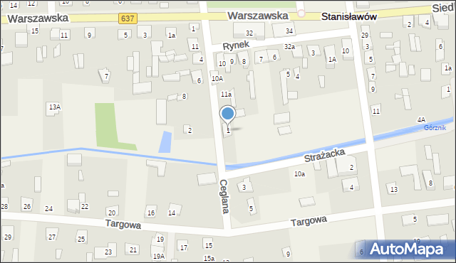 Stanisławów, Ceglana, 1, mapa Stanisławów